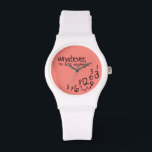 whatever, I'm late anyways - Coral Pink Watch<br><div class="desc">Coral pink and white,  whatever,  I'm late anyways watches!  Funny and cool.   

 Custom design request accepted. Click the 'ask the designer link" below.</div>
