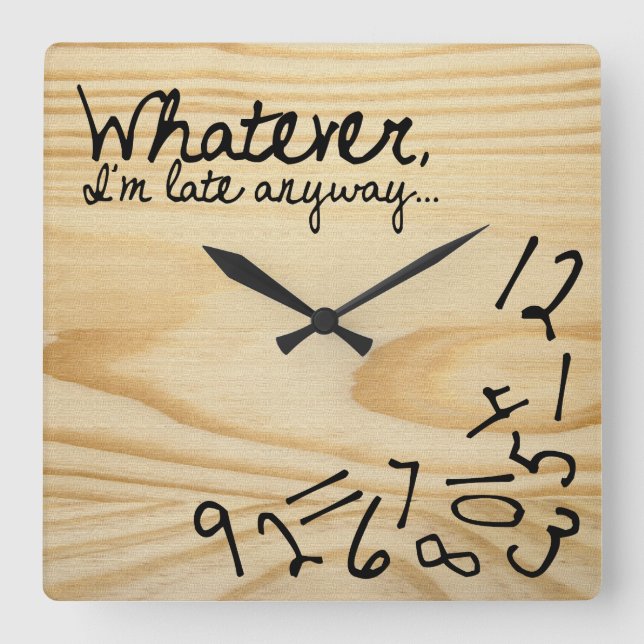 whatever, I'm late anyways. Faux Wood Background Square Wall Clock (Front)