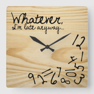 whatever, I'm late anyways. Faux Wood Background Square Wall Clock