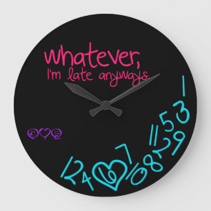 whatever, i'm late anyways - pink, purple and aqua large clock