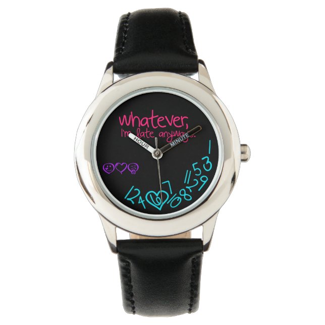 whatever, I'm late anyways - purple, pink and aqua Watch (Front)