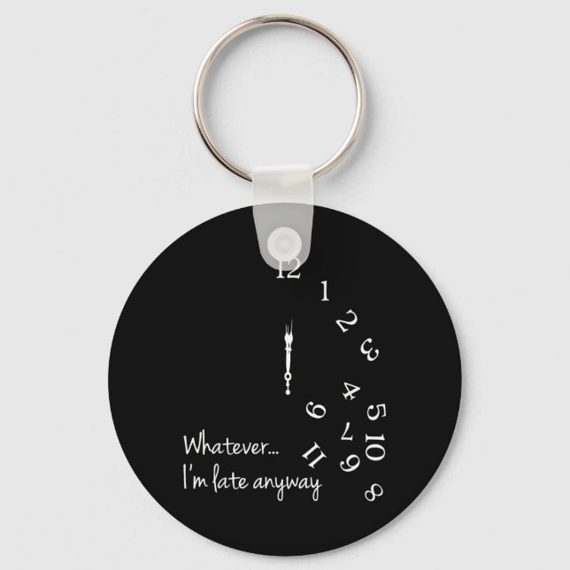 Whatever Im Late Funny Late Person Falling Clock Keychain (Front)