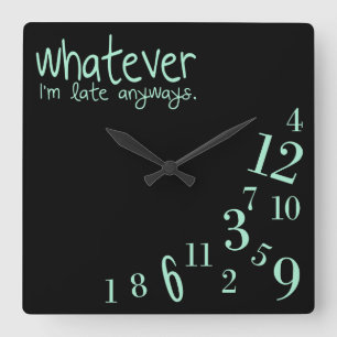 whatever - mint on black square wall clock