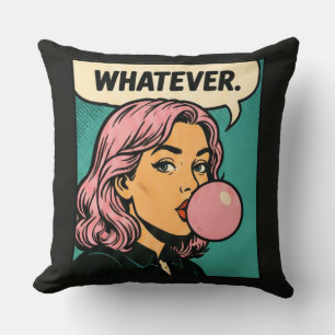 “Whatever” Retro Comic Throw Pillow
