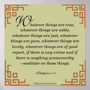 Whatever things are true... Bible Quote Prayer Poster