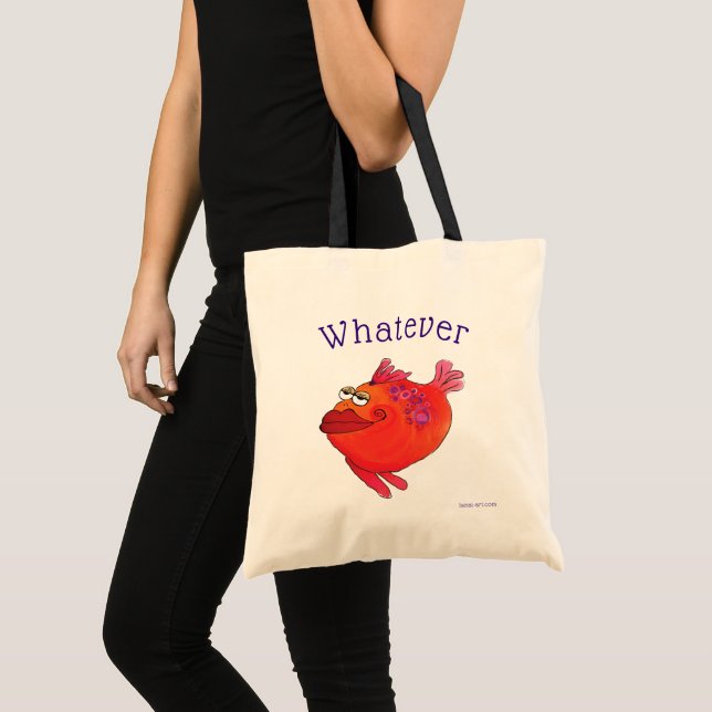 Whatever Whimsical Fish Art Pink and Red Tote Bag (Front (Product))