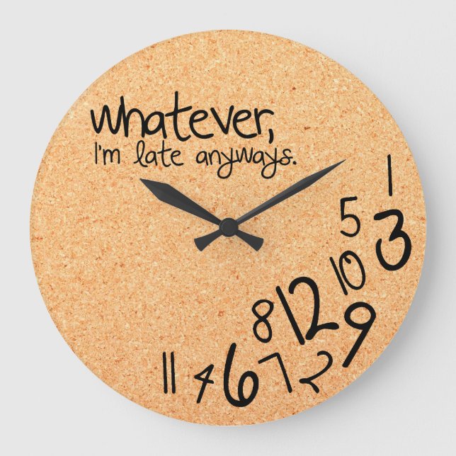 whatever with cork background texture large clock (Front)