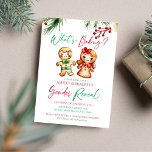 What's baking gingerbread Christmas gender reveal Invitation<br><div class="desc">What's baking gingerbread cookies Christmas gender reveal party template invitation digital download,  minimalist modern watercolor boy and girl gingerbread cookies green and red gender reveal invitation editable template instant download.</div>