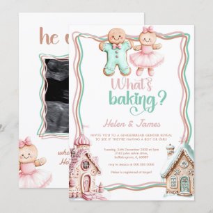 What's Baking gingerbread Festive Gender Reveal Invitation