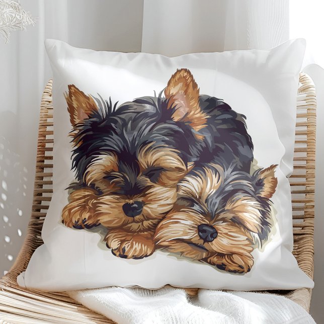 What's better than one yorkie? Two yorkies! Throw Pillow (Creator Uploaded)