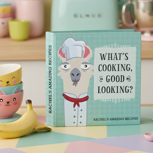 What's Cooking Good Looking Llama Recipe Binder (Quicky Llama Chef recipe binder... )