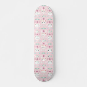 What's Cool, Kitty Cat in Pink and Mint Skateboard