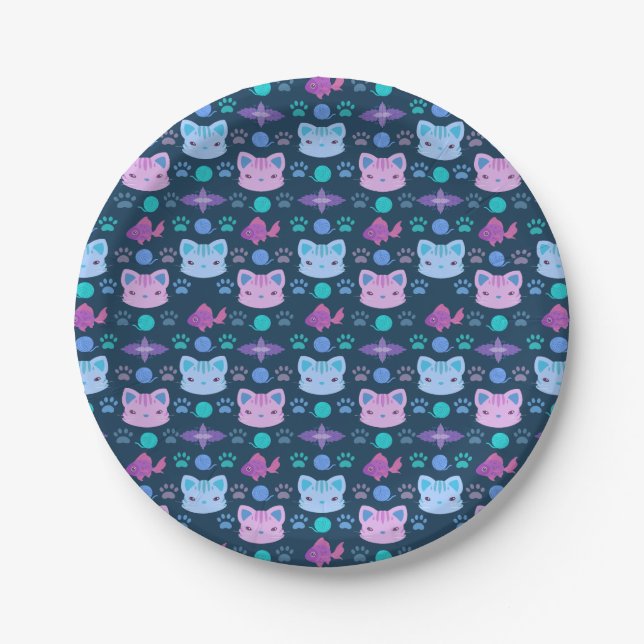 What's Cool, Kitty Cat in Purple and Blue Paper Plate (Front)