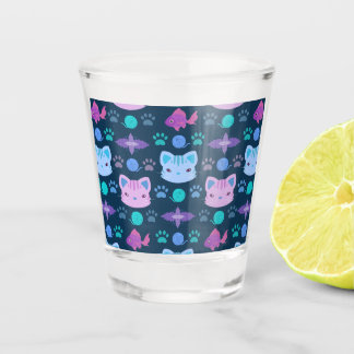 What's Cool, Kitty Cat in Purple and Blue Shot Glass