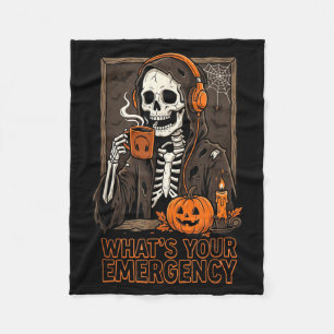 Whats Emergency Halloween Skeleton 911 Dispatcher Fleece Blanket