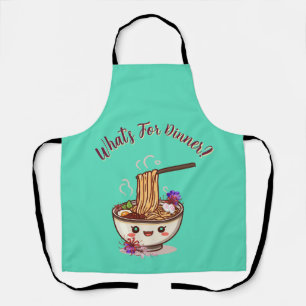 "What's For Dinner?" Mint Green Cute Ramen Bowl  Apron
