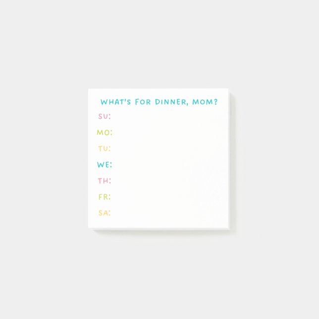 "What's For Dinner, Mom?" Meal Planning Post-Its Post-it Notes (Front)