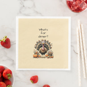 What's for dinner? Quirky Turkey Thanksgiving Napkin