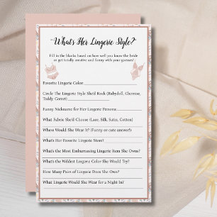 What's Her Lingerie Style? Bridal Shower Game