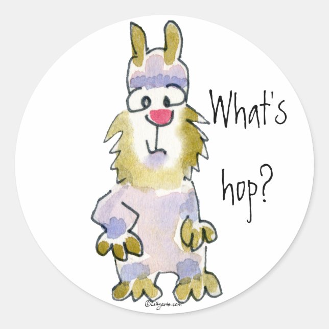 What's hop? Cartoon Rabbit Sticker (Front)