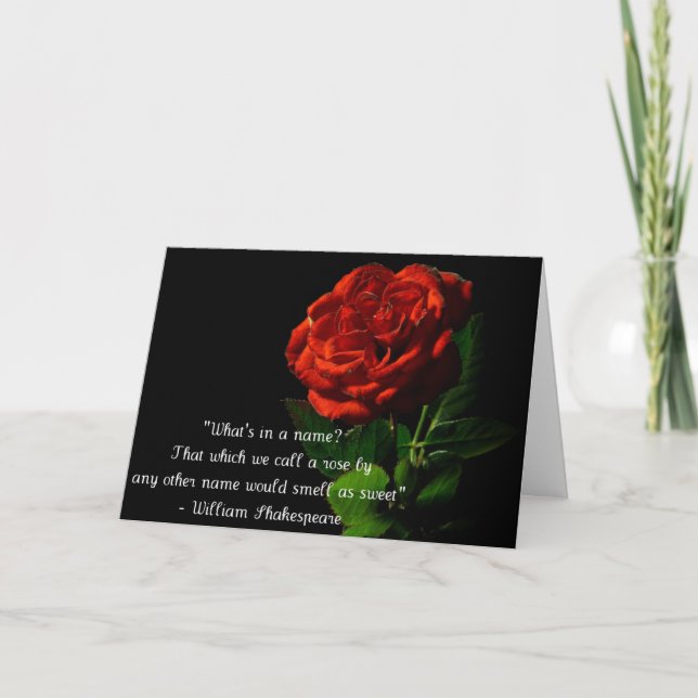 What's In A Name Rose Valentines Greeting Card (Front)