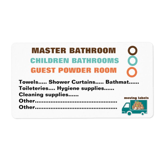 What's In The Box Moving  Labels - Bathrooms (Front)