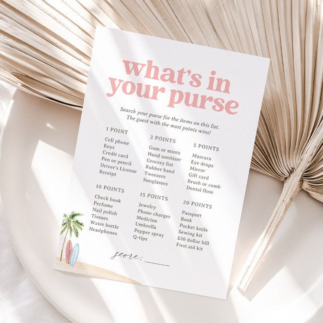 What's In Your Purse Baby Beach Shower Game Invitation (Creator Uploaded)