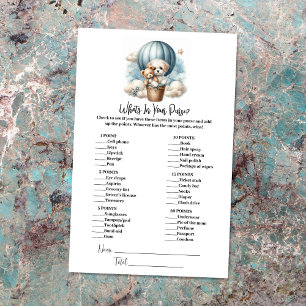 What's In Your Purse Baby Shower Game Card