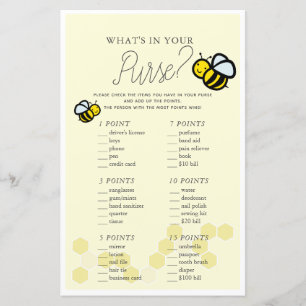 What's in Your Purse Bee Yellow Baby Shower Game