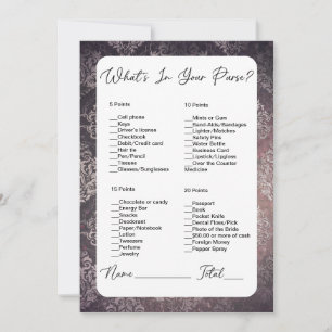 What's In Your Purse Black Damask Bridal Shower Invitation