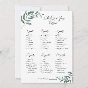 What's in your purse- Bridal / Baby Shower Game Holiday Card