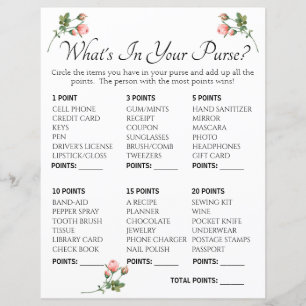 Whats In Your Purse Bridal Shower Game  Blushing P
