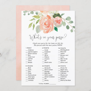 What's in your purse bridal shower game peach invitation