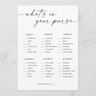 What's In Your Purse Bridal Shower Game Program