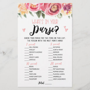 Whats in your purse Bridal Shower, Hen Party game