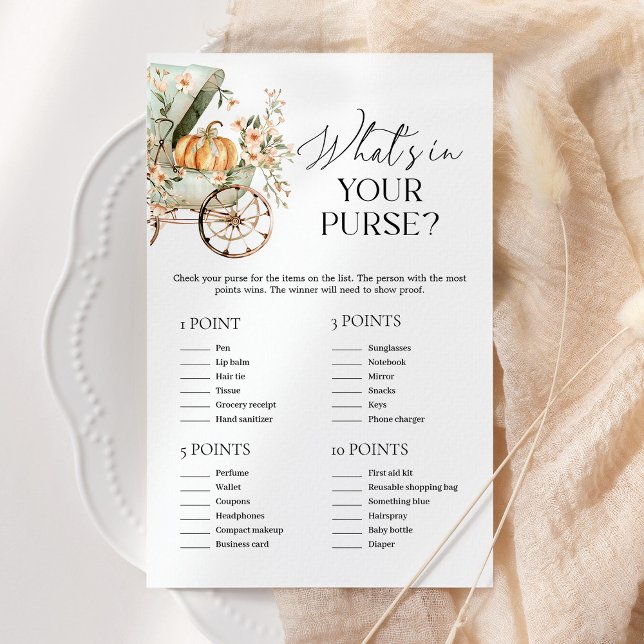 What's In Your Purse Fall Pumpkin Baby Shower Game (Creator Uploaded)