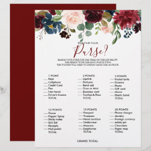 What's in your Purse Floral Bridal Shower Game