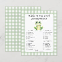 What's in your purse Frog baby shower game
