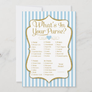 What's In Your Purse Game Blue Gold Shower