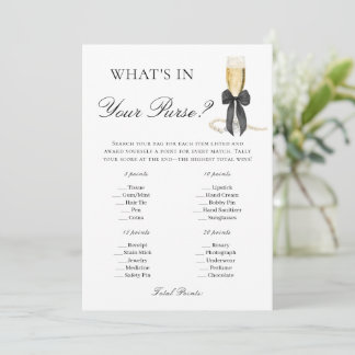What's in your Purse Game Pearls and Prosecco  Invitation