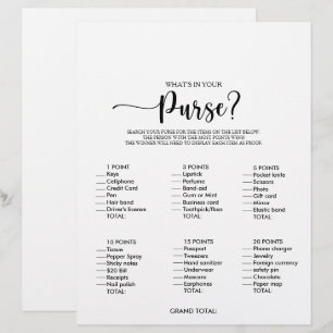 What's in your Purse Minimalist Bridal Shower Game