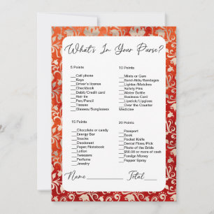 What's In Your Purse OrangeVictorian Bridal Shower Invitation