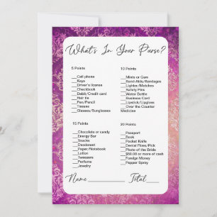 What's In Your Purse Pink Damask Bridal Shower Invitation