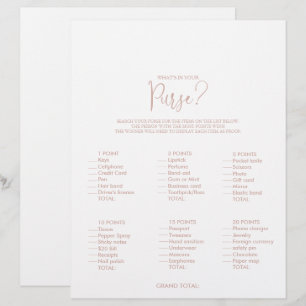 What's in your Purse Rose Gold Bridal Shower Game