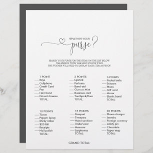 What's in your Purse Script Bridal Shower Game