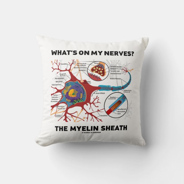 What's On My Nerves? The Myelin Sheath Throw Pillow (Front)