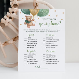 What's On Your Phone Baby Shower Teddy Bear Card