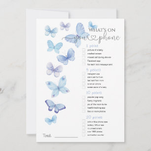 What's on Your Phone Blue Butterflies Game Invitation