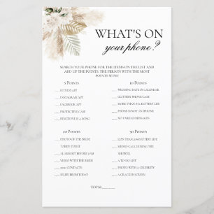 What's on your phone boho bridal shower game