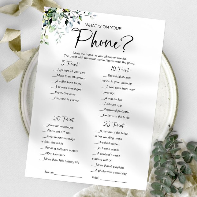What's On Your Phone Bridal Shower Game Invitation (Creator Uploaded)
